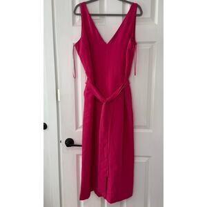 Sam Edelman New Flawed Hot Pink V-Neck Pockets Crop Jumpsuit Size 16